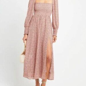 O.P.T. Smocked Square Neck Floral Maxi Dress, Size XL